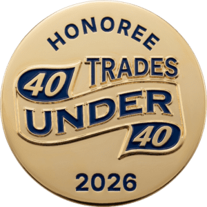Trades 40 Under 40 honoree badge
